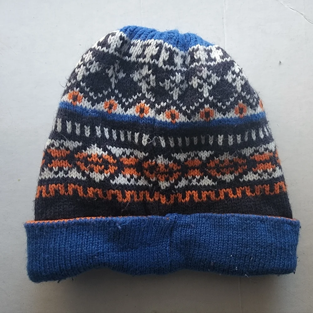 Boys MVP blue orange white black fleece line Boys winter hat